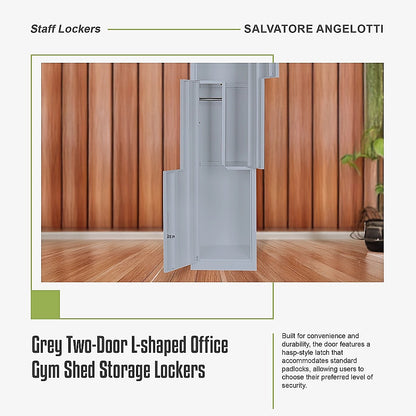 Grey Two-Door L-shaped Office Gym Shed Storage Lockers V63-835121