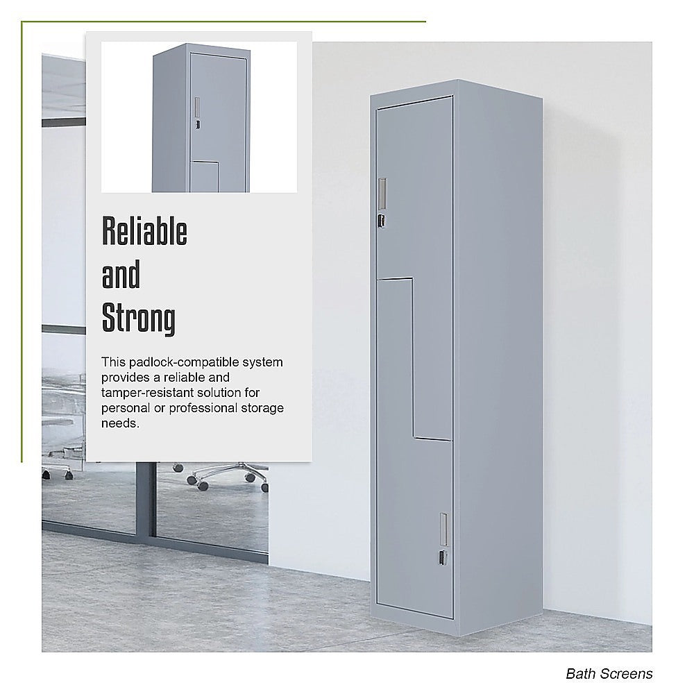 Grey Two-Door L-shaped Office Gym Shed Storage Lockers V63-835121