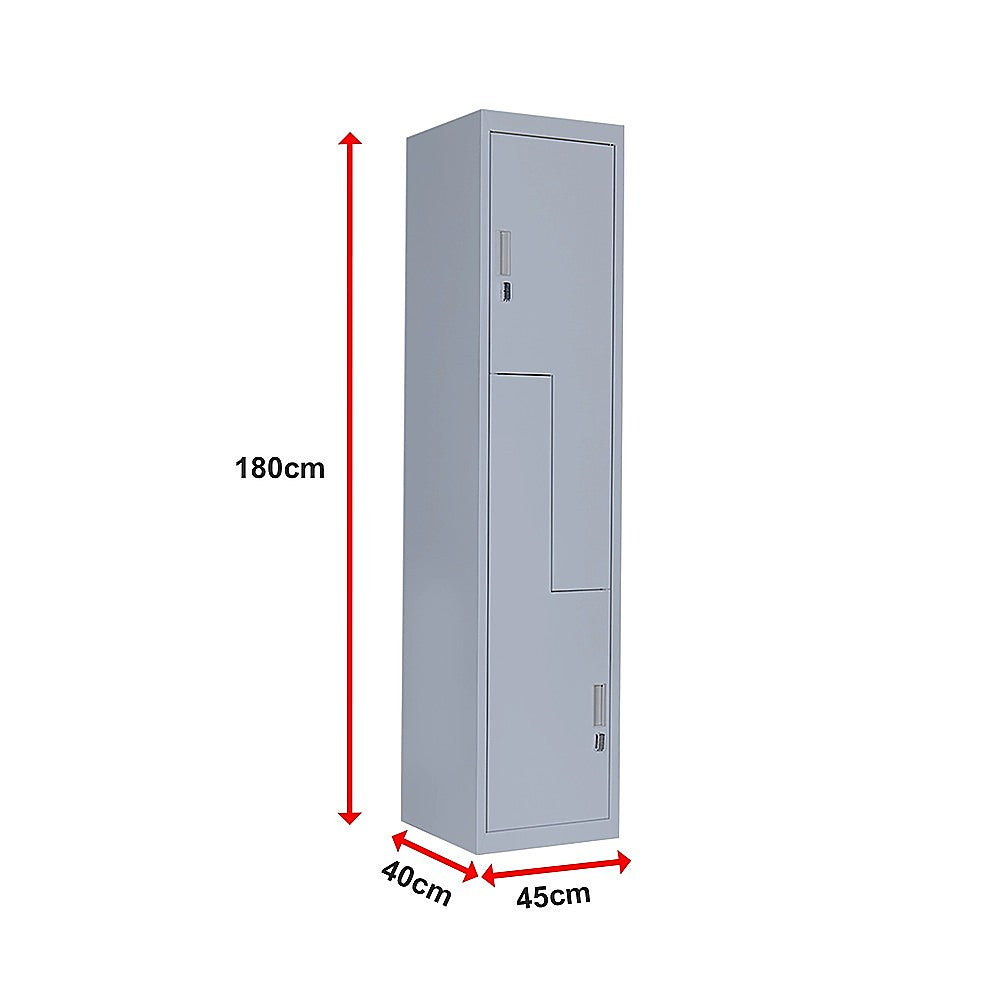 Grey Two-Door L-shaped Office Gym Shed Storage Lockers V63-835121
