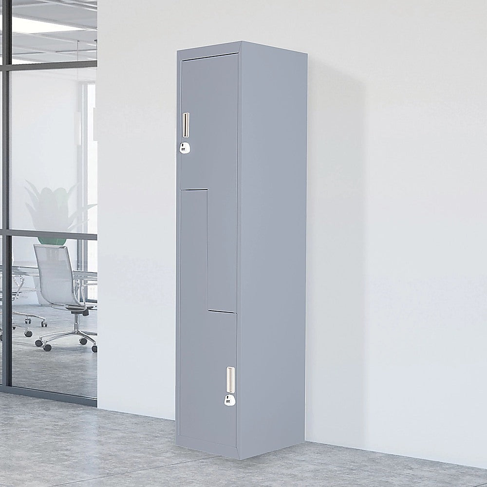 Grey Two-Door L-shaped Office Gym Shed Storage Lockers V63-835131