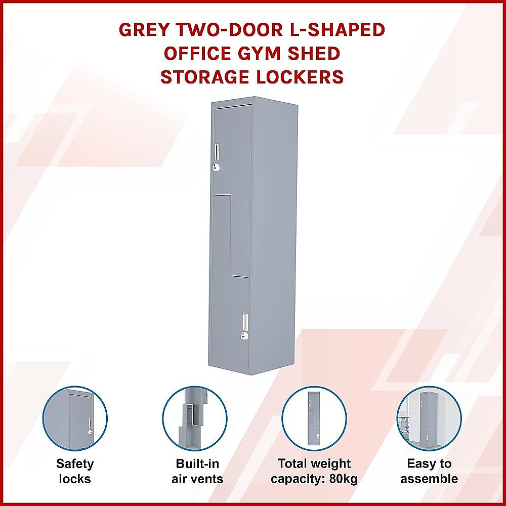 Grey Two-Door L-shaped Office Gym Shed Storage Lockers V63-835131