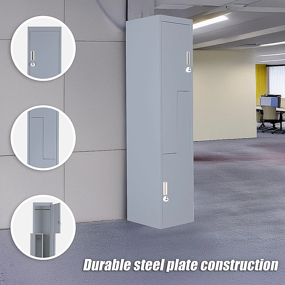 Grey Two-Door L-shaped Office Gym Shed Storage Lockers V63-835131