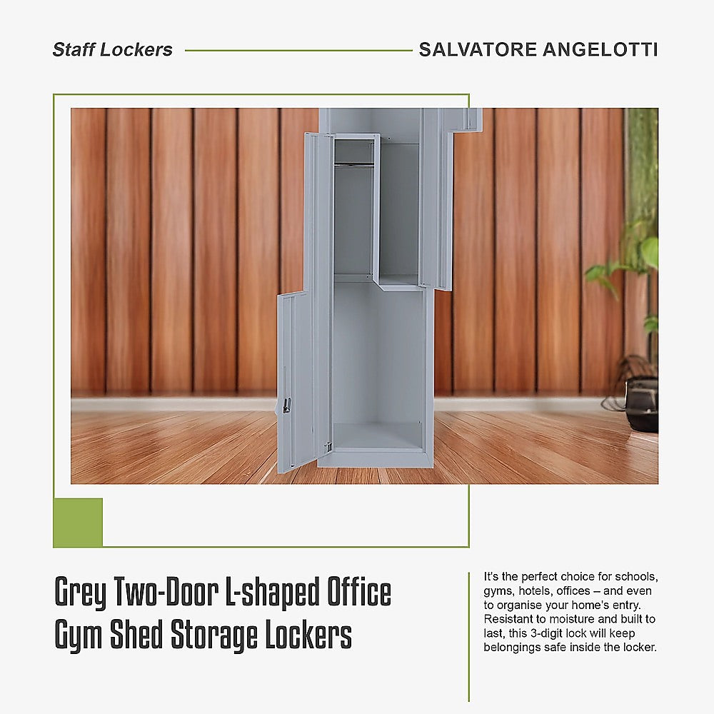Grey Two-Door L-shaped Office Gym Shed Storage Lockers V63-835131