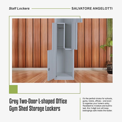 Grey Two-Door L-shaped Office Gym Shed Storage Lockers V63-835131