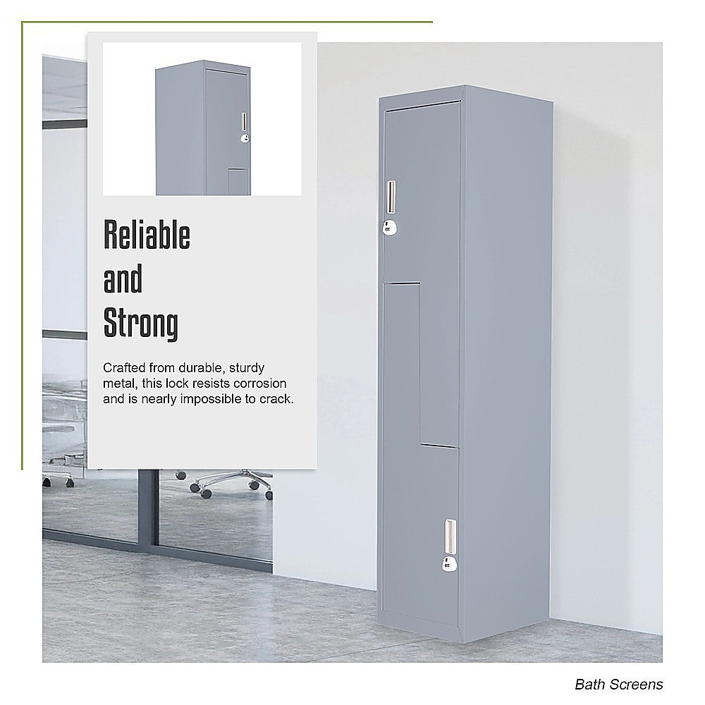 Grey Two-Door L-shaped Office Gym Shed Storage Lockers V63-835131
