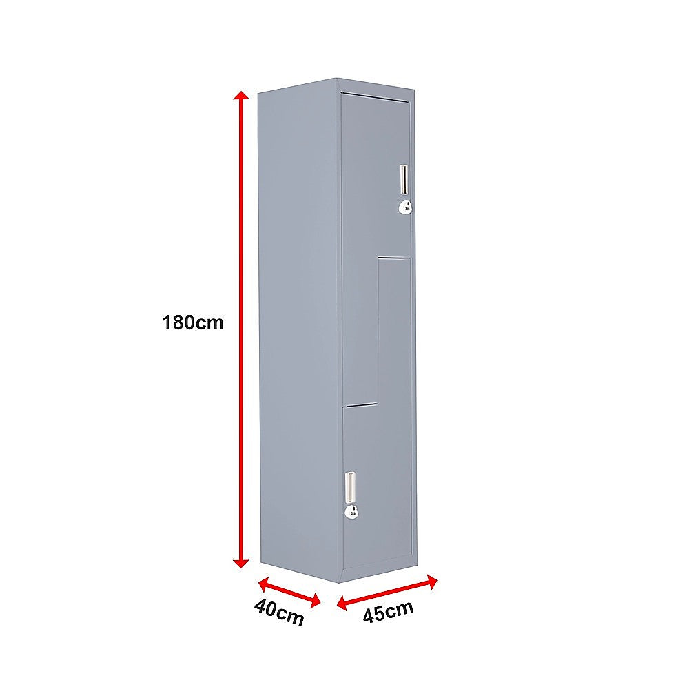 Grey Two-Door L-shaped Office Gym Shed Storage Lockers V63-835131