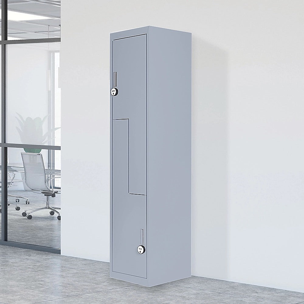 Grey Two-Door L-shaped Office Gym Shed Storage Lockers V63-835141