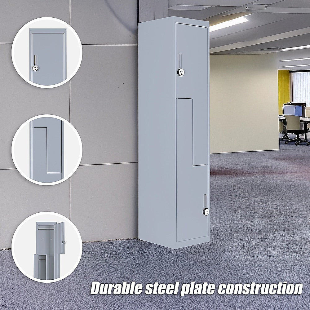 Grey Two-Door L-shaped Office Gym Shed Storage Lockers V63-835141