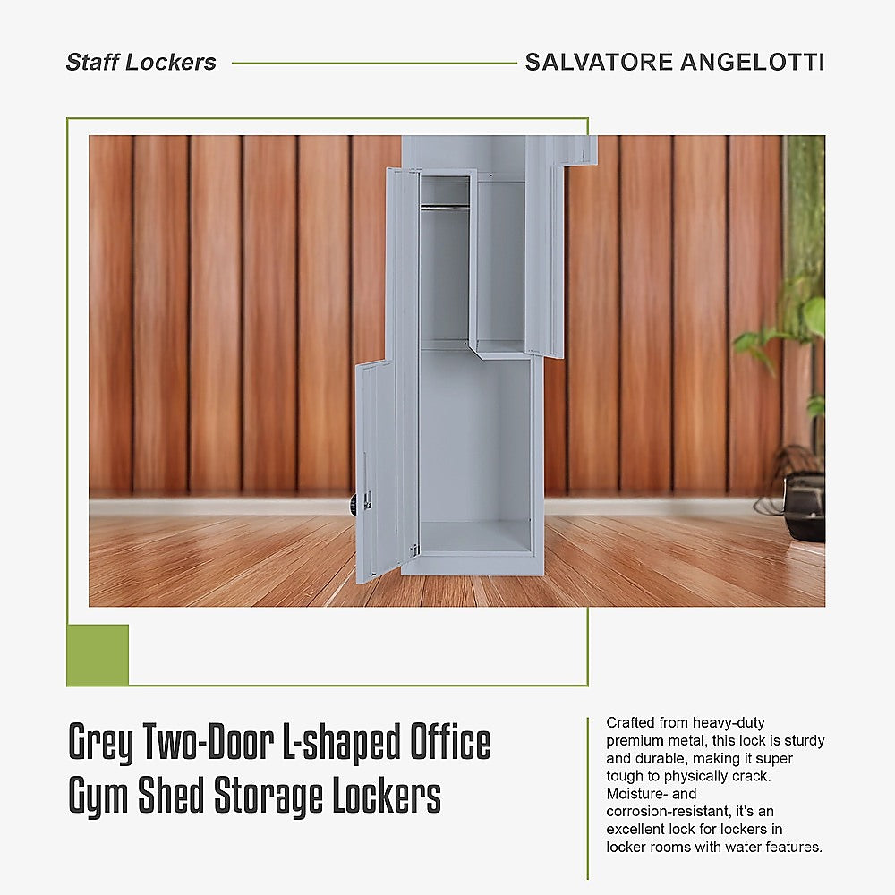Grey Two-Door L-shaped Office Gym Shed Storage Lockers V63-835141