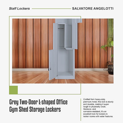Grey Two-Door L-shaped Office Gym Shed Storage Lockers V63-835141