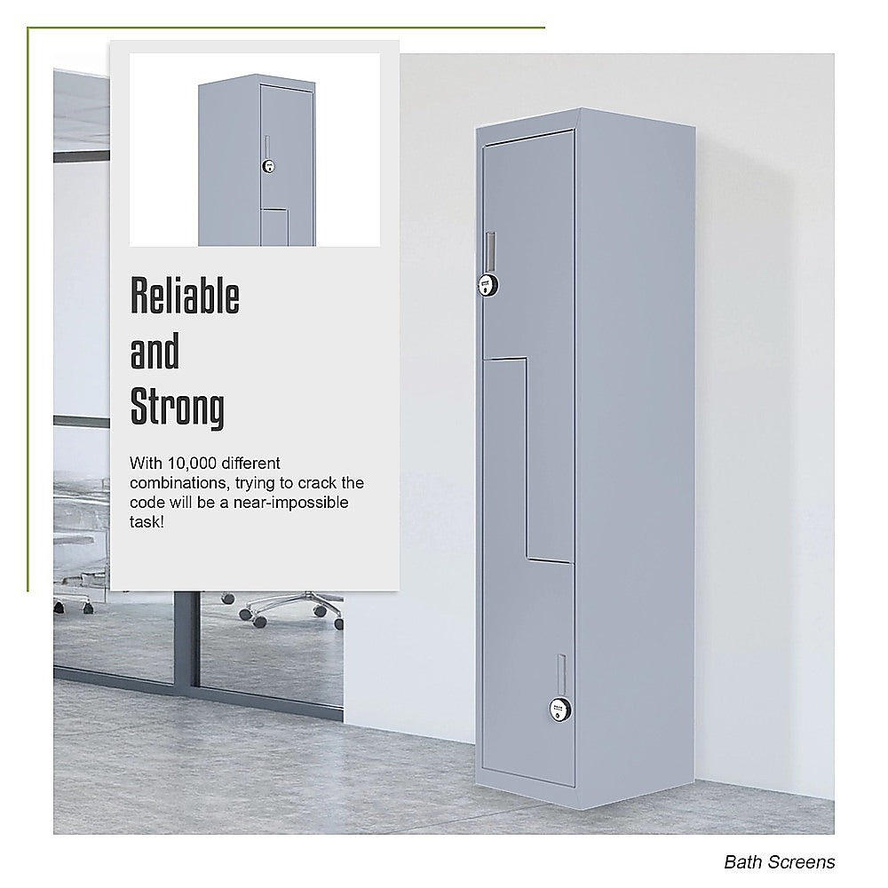 Grey Two-Door L-shaped Office Gym Shed Storage Lockers V63-835141