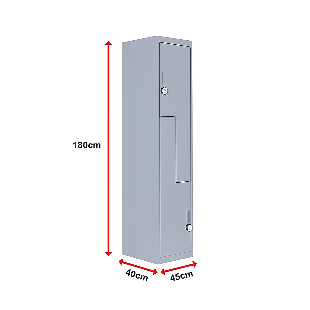 Grey Two-Door L-shaped Office Gym Shed Storage Lockers V63-835141