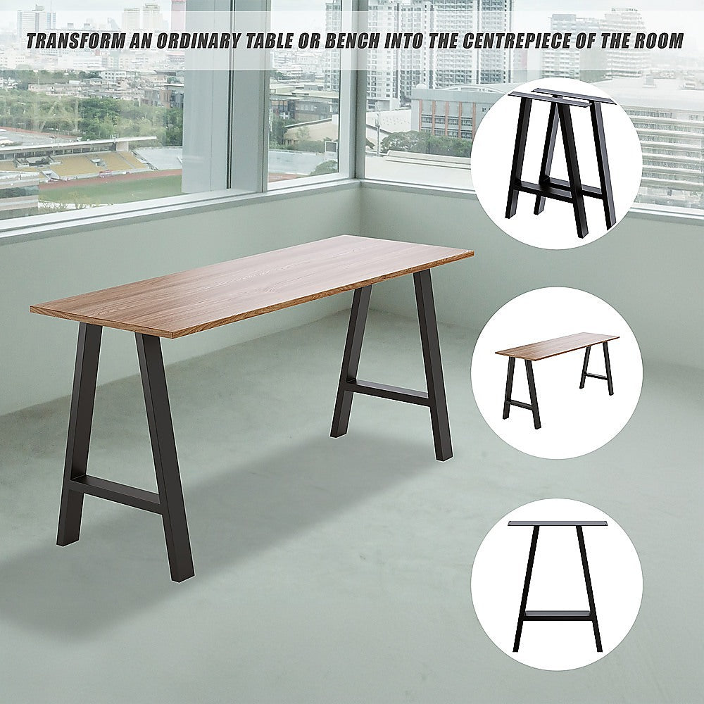 2x Rustic Dining Table Legs Steel Industrial Vintage 71cm - Black V63-835191