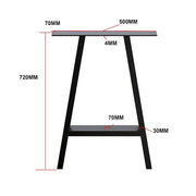 2x Rustic Dining Table Legs Steel Industrial Vintage 71cm - Black V63-835191