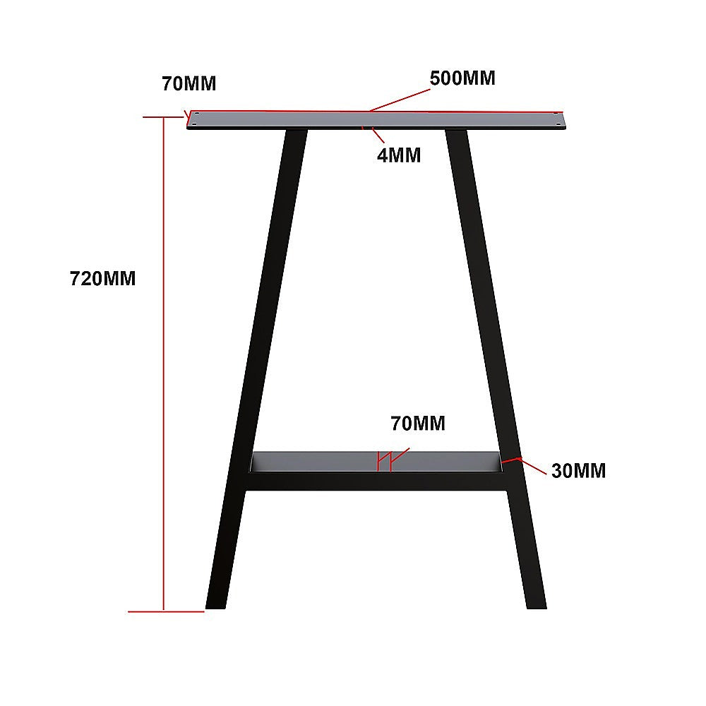 2x Rustic Dining Table Legs Steel Industrial Vintage 71cm - Black V63-835191