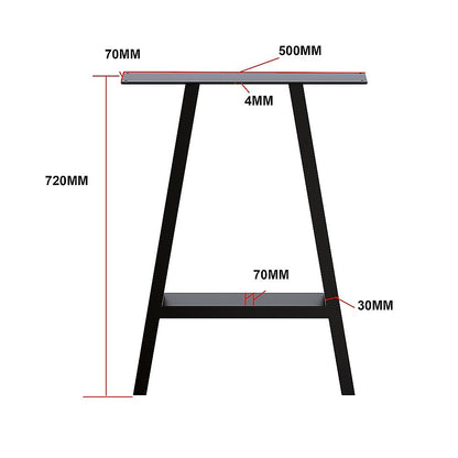 2x Rustic Dining Table Legs Steel Industrial Vintage 71cm - Black V63-835191