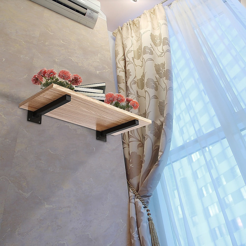 20cm Floating Shelf Brackets Industrial Metal Shelving Supports 4-Pack - Black V63-835211