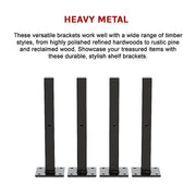 20cm Floating Shelf Brackets Industrial Metal Shelving Supports 4-Pack - Black V63-835211