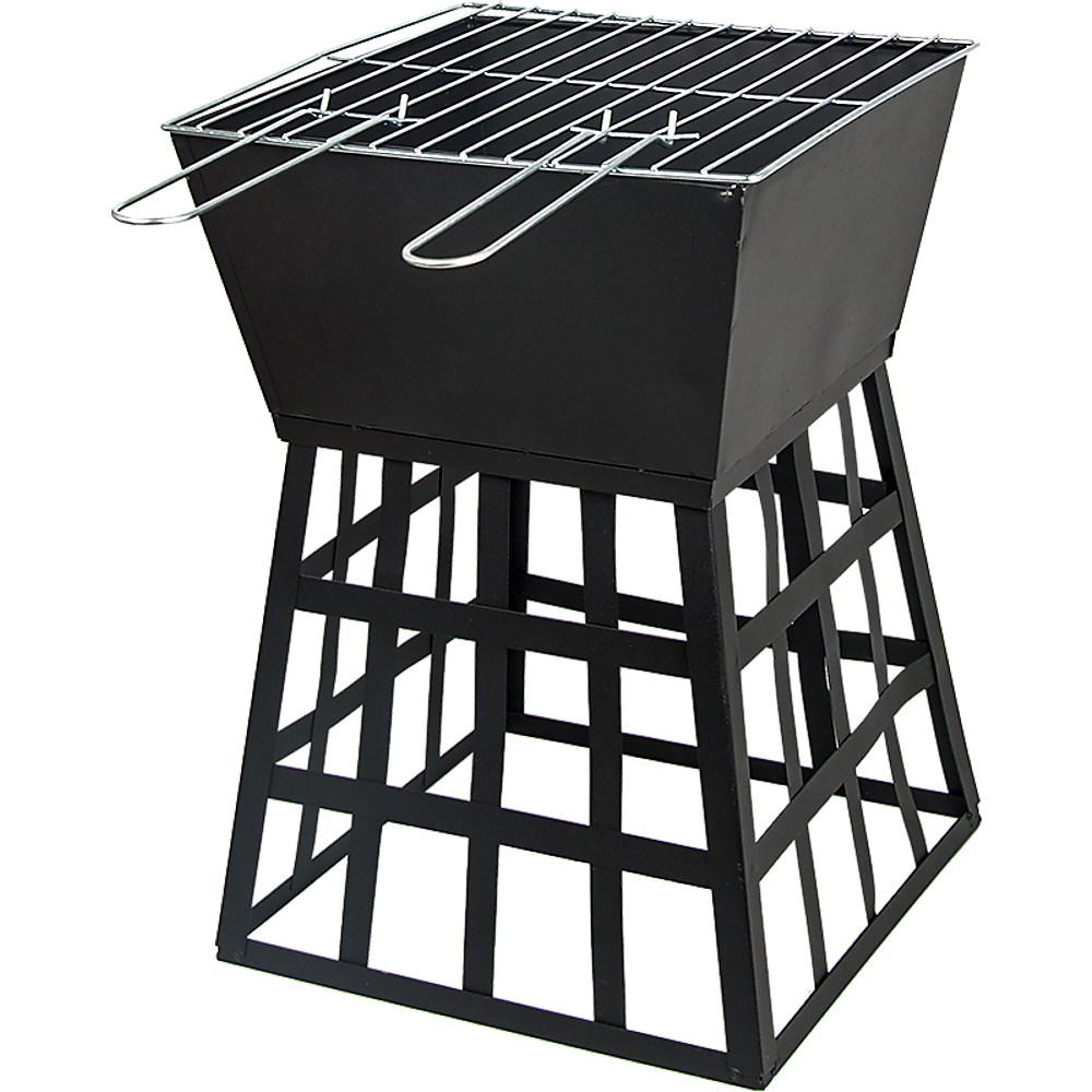 Black Fire Pit Square Log Patio Garden Heater Outdoor Table Top BBQ Camping V63-835261