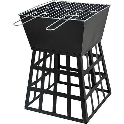 Black Fire Pit Square Log Patio Garden Heater Outdoor Table Top BBQ Camping V63-835261