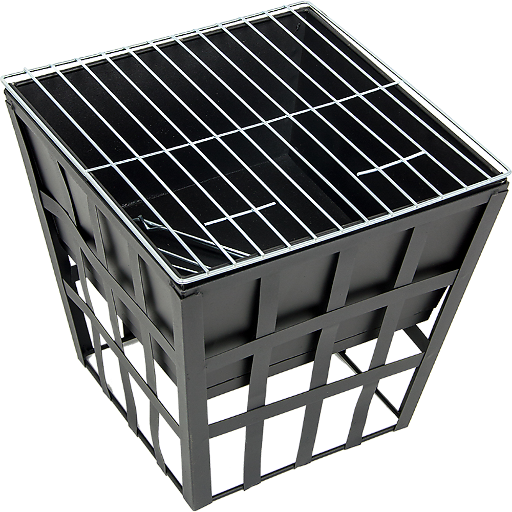 Black Fire Pit Square Log Patio Garden Heater Outdoor Table Top BBQ Camping V63-835261