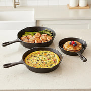 Pre Seasoned Cast Iron Skillet Fry Pan Set 3 Pcs Frying Pan Set V63-835331