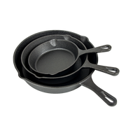 Pre Seasoned Cast Iron Skillet Fry Pan Set 3 Pcs Frying Pan Set V63-835331