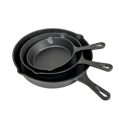 Pre Seasoned Cast Iron Skillet Fry Pan Set 3 Pcs Frying Pan Set V63-835331