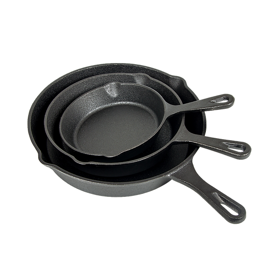 Pre Seasoned Cast Iron Skillet Fry Pan Set 3 Pcs Frying Pan Set V63-835331