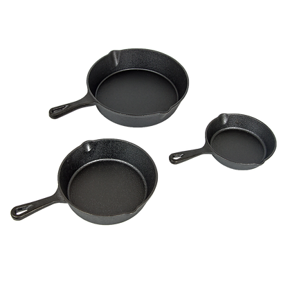 Pre Seasoned Cast Iron Skillet Fry Pan Set 3 Pcs Frying Pan Set V63-835331