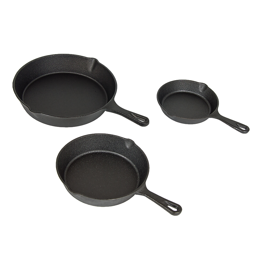 Pre Seasoned Cast Iron Skillet Fry Pan Set 3 Pcs Frying Pan Set V63-835331