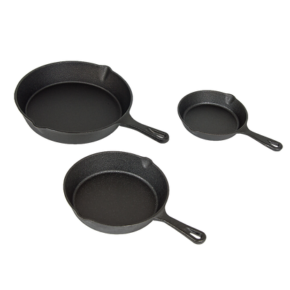 Pre Seasoned Cast Iron Skillet Fry Pan Set 3 Pcs Frying Pan Set V63-835331