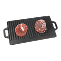 46x22 cm Cast Iron Reversible Griddle Plate BBQ Hob Cooking Grill Pan V63-835341