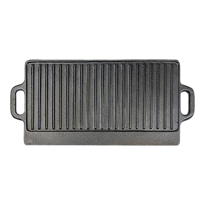 46x22 cm Cast Iron Reversible Griddle Plate BBQ Hob Cooking Grill Pan V63-835341