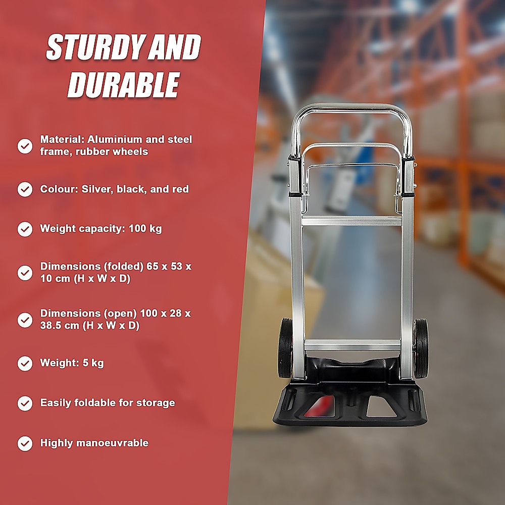 100kg Trolley Folding Hand Truck Sack Barrow V63-835361