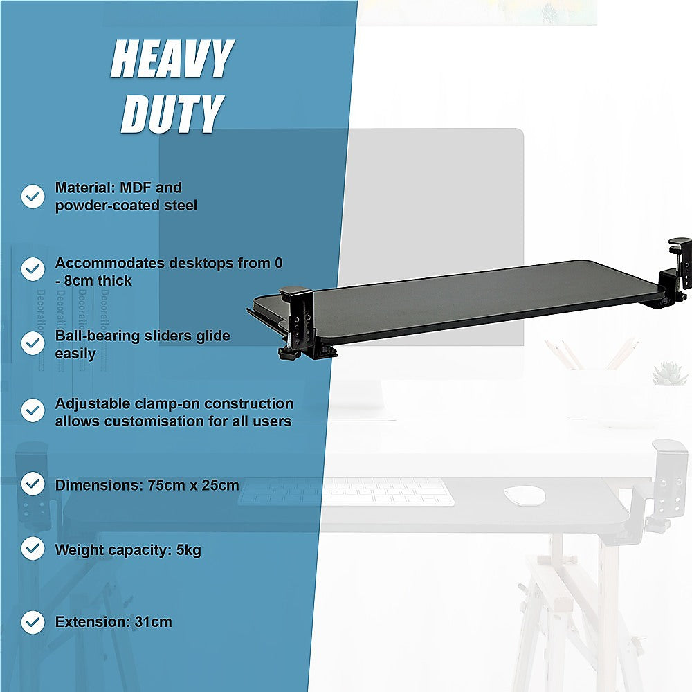 Clamp On Keyboard Tray 75cm W x 25cm D Extra Large V63-835371