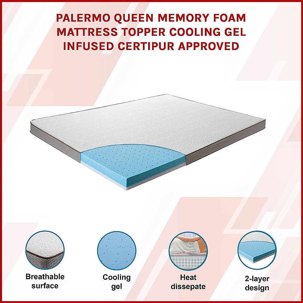 Queen Cooling Gel Memory Foam Mattress Topper - CertiPUR-US Certified Foam V63-835381