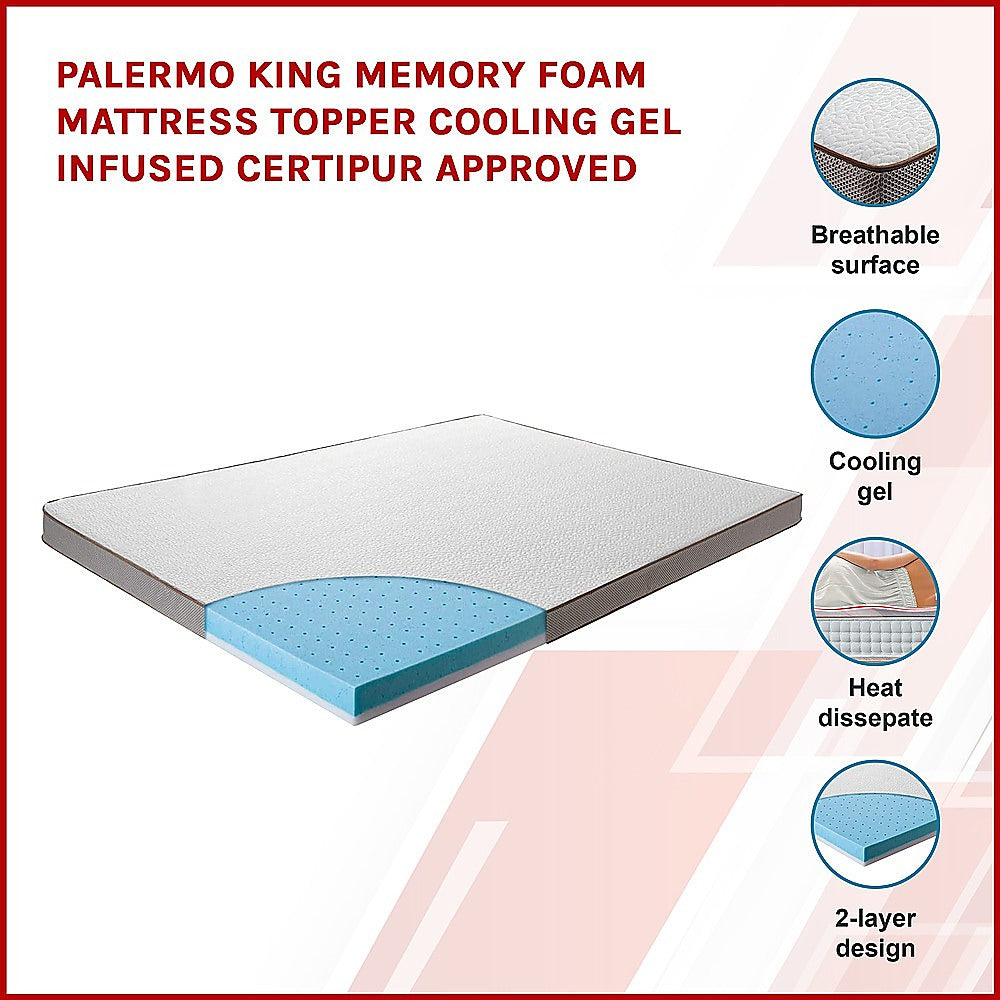 King Cooling Gel Memory Foam Mattress Topper - CertiPUR-US Certified Foam V63-835391