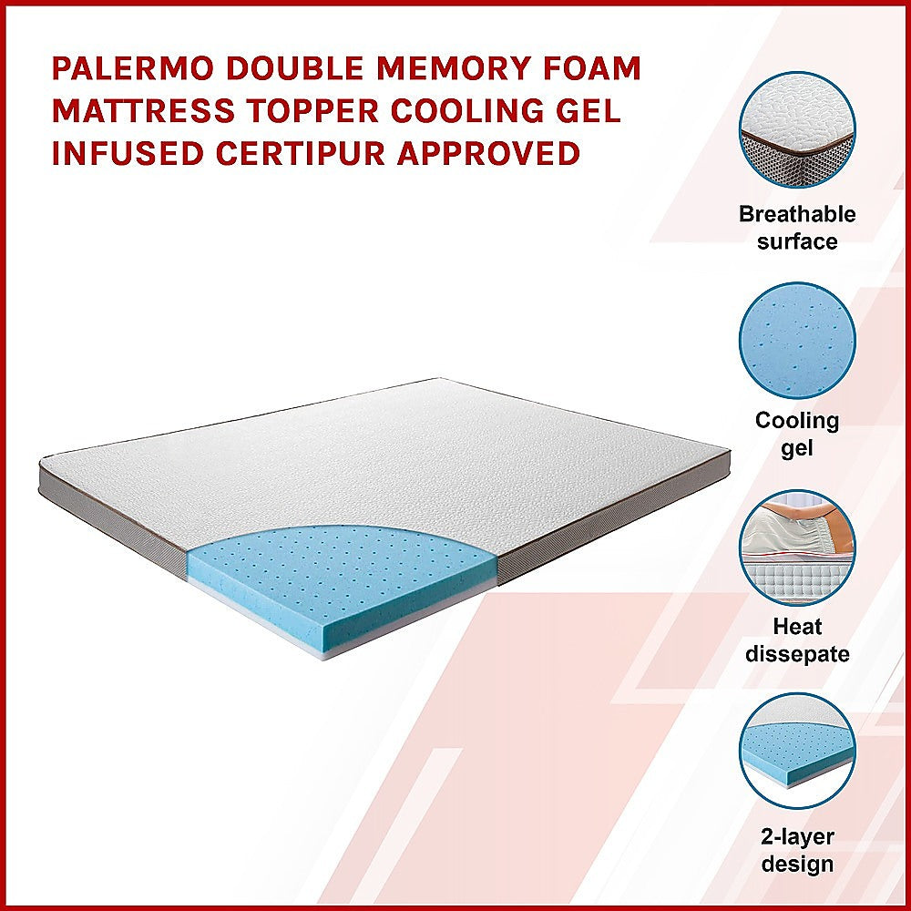 Double Cooling Gel Memory Foam Mattress Topper - CertiPUR-US Certified Foam V63-835401