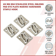 4X M6 304 Stainless Steel Oblong Pad Eye Plate Marine Hardware Staple Hook V63-835421