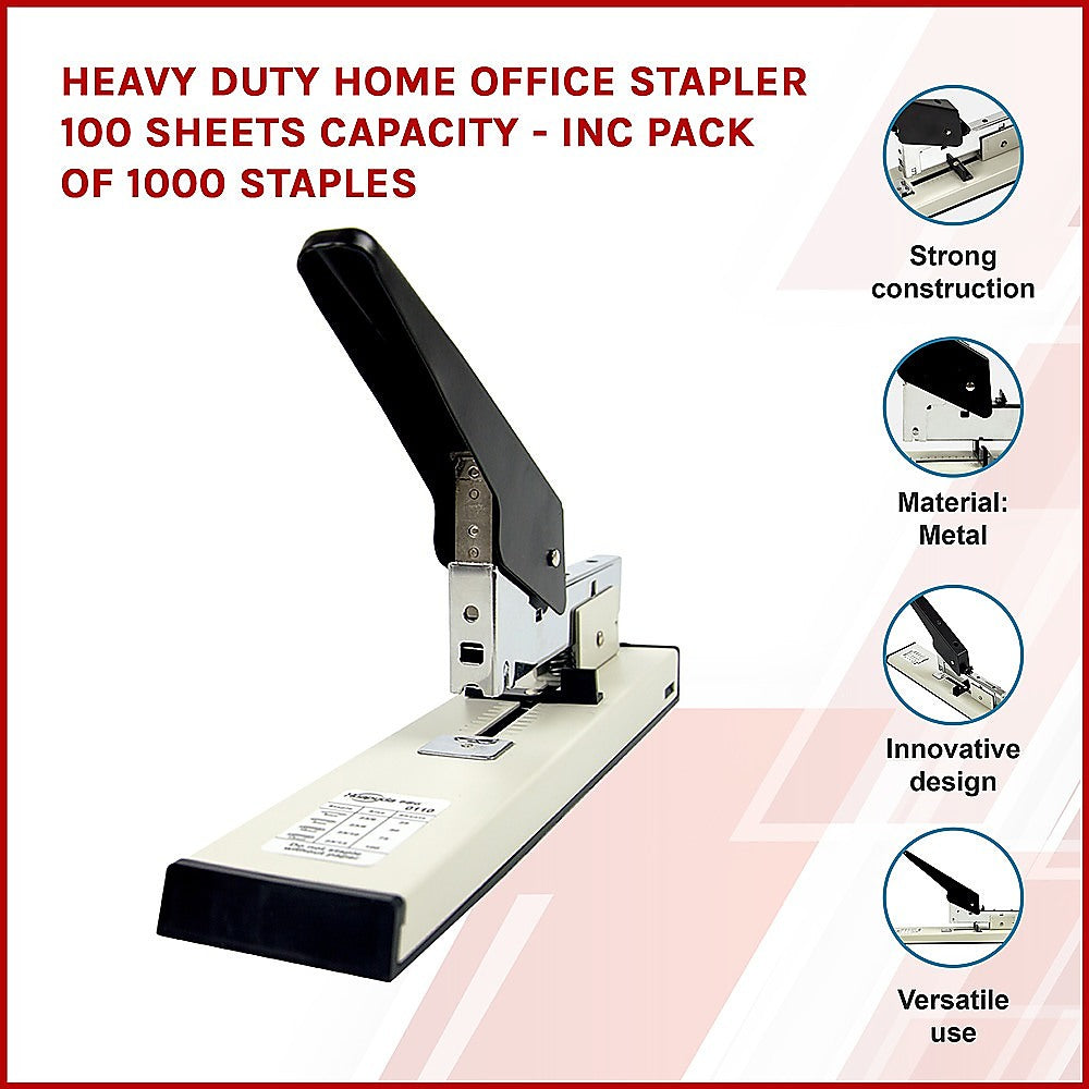 Heavy Duty Home Office Stapler 100 sheets capacity - Inc Pack of 1000 staples V63-835441