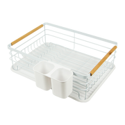 Metal Dish Drying Rack Drainboard Holder Tray Kitchen Plates Cutlery Wood Handle V63-835451