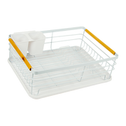 Metal Dish Drying Rack Drainboard Holder Tray Kitchen Plates Cutlery Wood Handle V63-835451