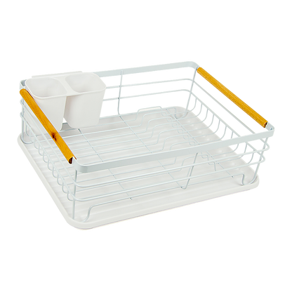 Metal Dish Drying Rack Drainboard Holder Tray Kitchen Plates Cutlery Wood Handle V63-835451