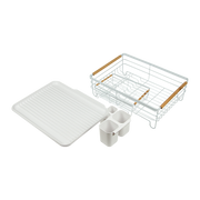 Metal Dish Drying Rack Drainboard Holder Tray Kitchen Plates Cutlery Wood Handle V63-835451