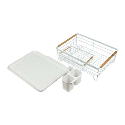 Metal Dish Drying Rack Drainboard Holder Tray Kitchen Plates Cutlery Wood Handle V63-835451