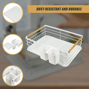 Metal Dish Drying Rack Drainboard Holder Tray Kitchen Plates Cutlery Wood Handle V63-835451