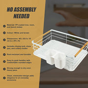 Metal Dish Drying Rack Drainboard Holder Tray Kitchen Plates Cutlery Wood Handle V63-835451