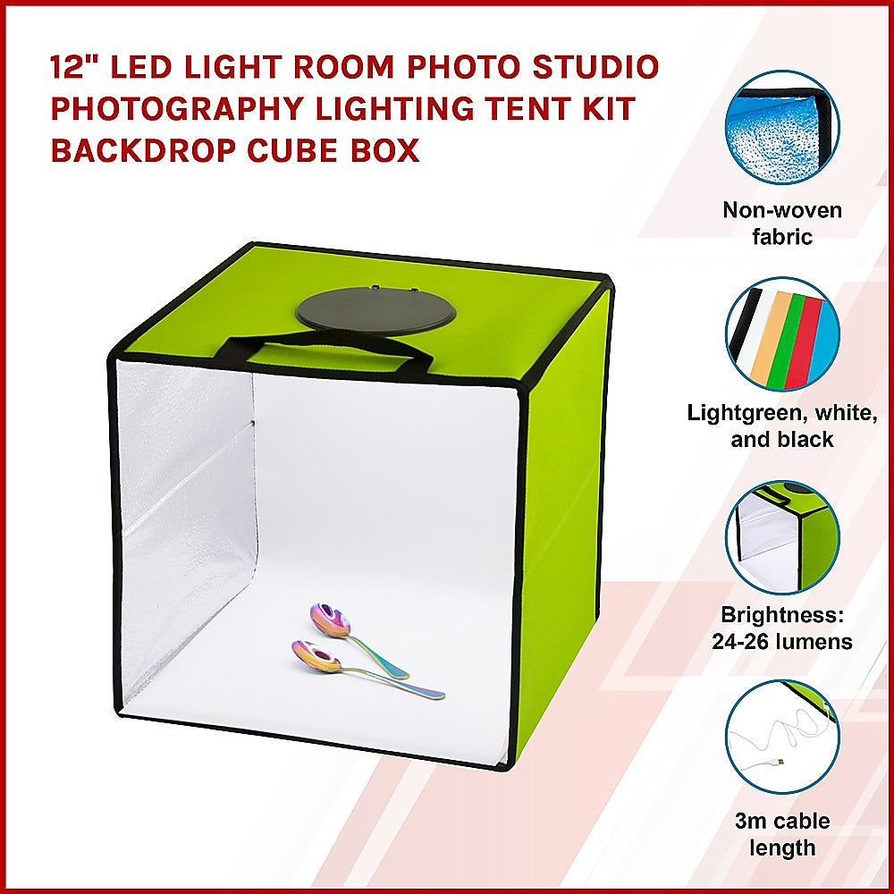 12'' LED Light Room Photo Studio Photography Lighting Tent Kit Backdrop Cube Box V63-835471