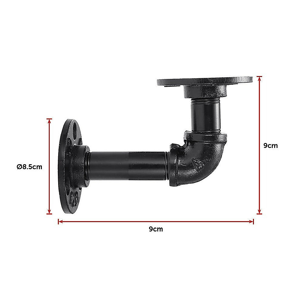 Industrial Black Iron Pipe Bracket Wall Mounted Floating Shelf - Set of 2 V63-835481